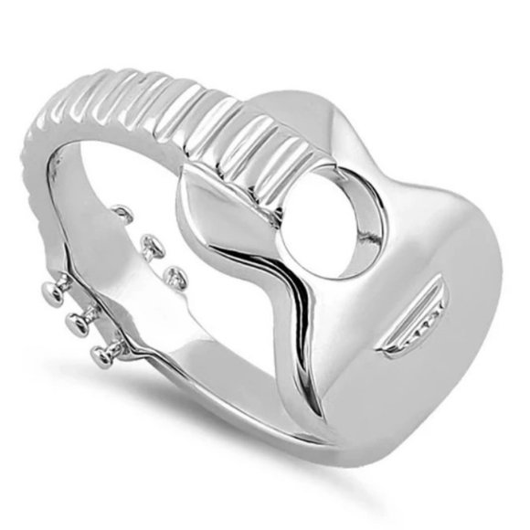 925 STERLING SILVER Acoustic Guitar Musician Ring - Picture 11 of 14